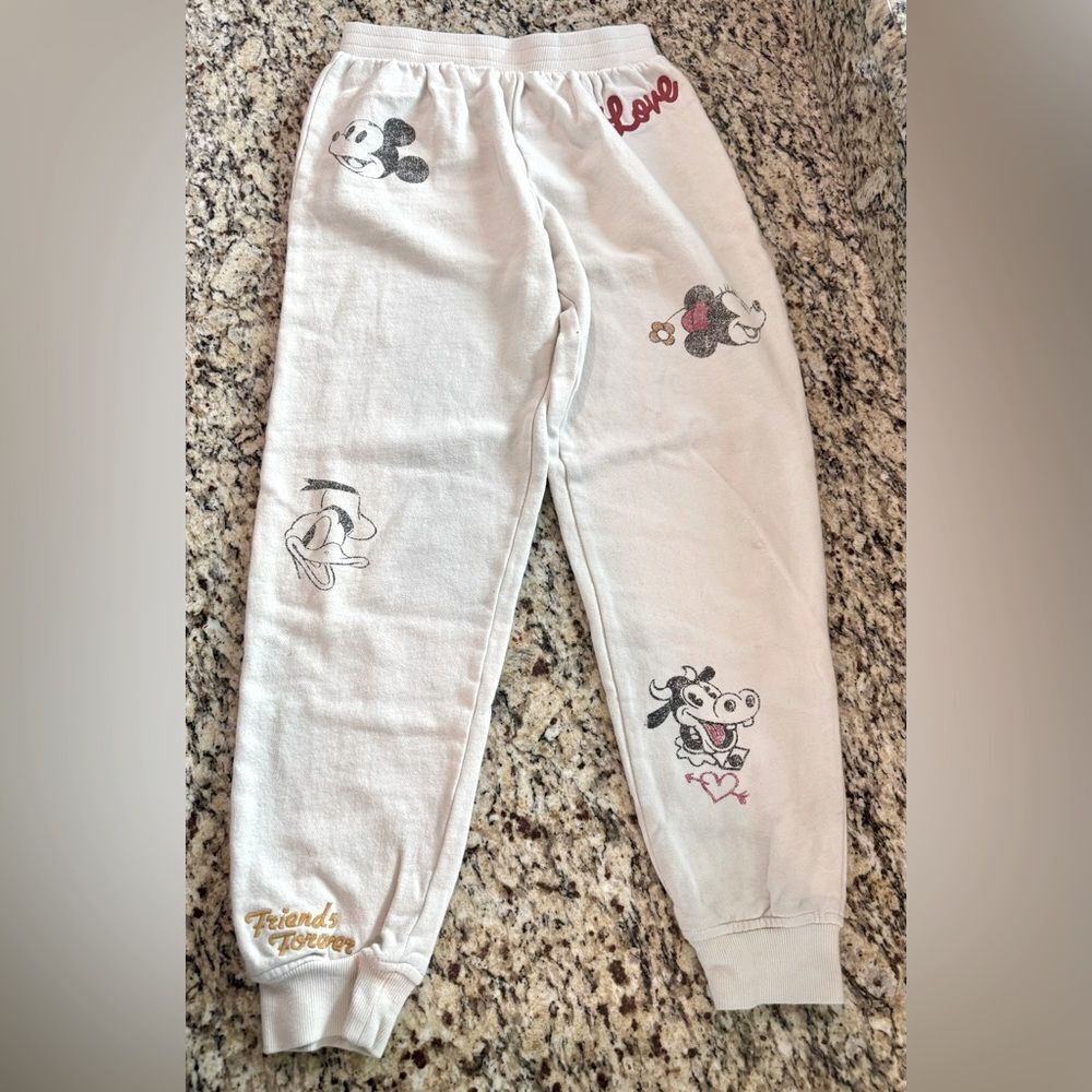 Disney Cream Jogger Sweat Pants with Mickey Mouse and friends Design kids 11/12